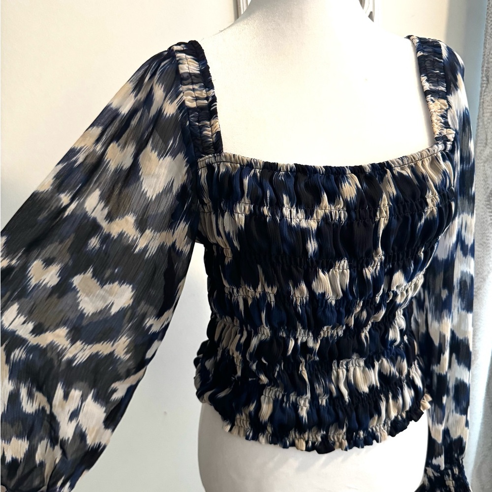 Express- Black and White Smocked Top